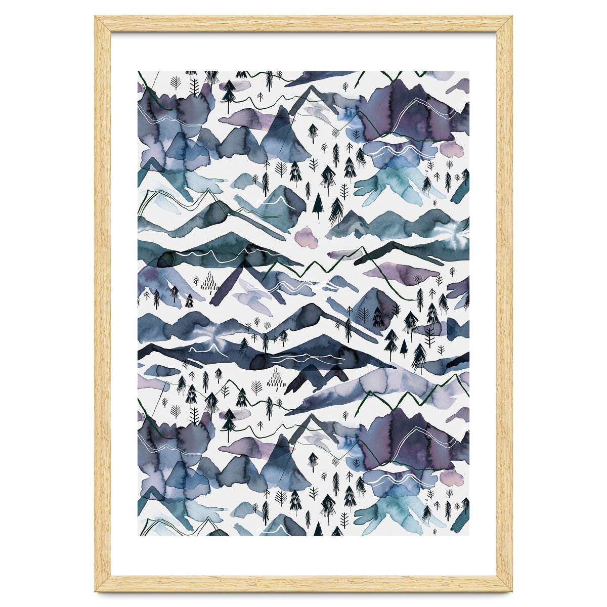 Watercolor Landscape Blue Mountains