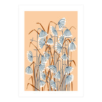 Linocut Flower Meadow Peach Fuzz (Print Only)