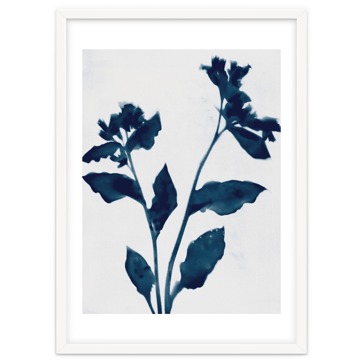 Indigo Blue Flower Silhouette 2