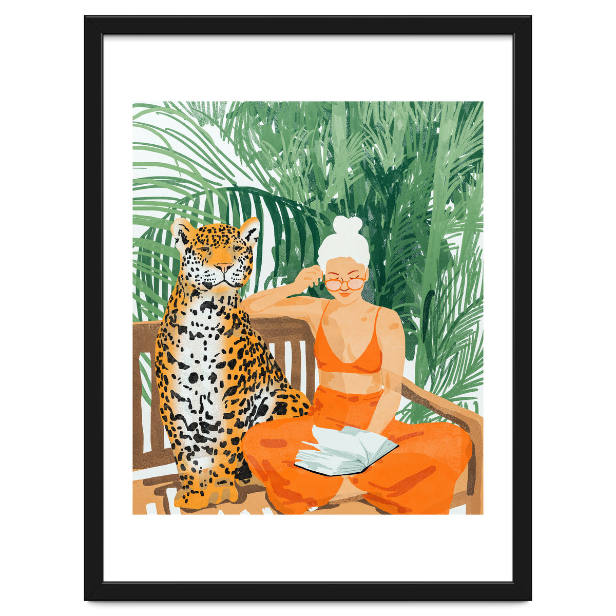 Jungle Vacay | Modern Bohemian Blonde Woman Tropical Travel | Leopard Wildlife Forest Reader
