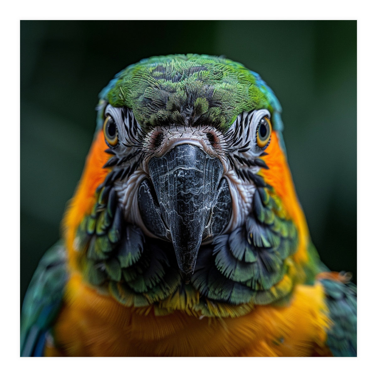 Blue And Gold Macaw Face Focused Portrait (Print Only)