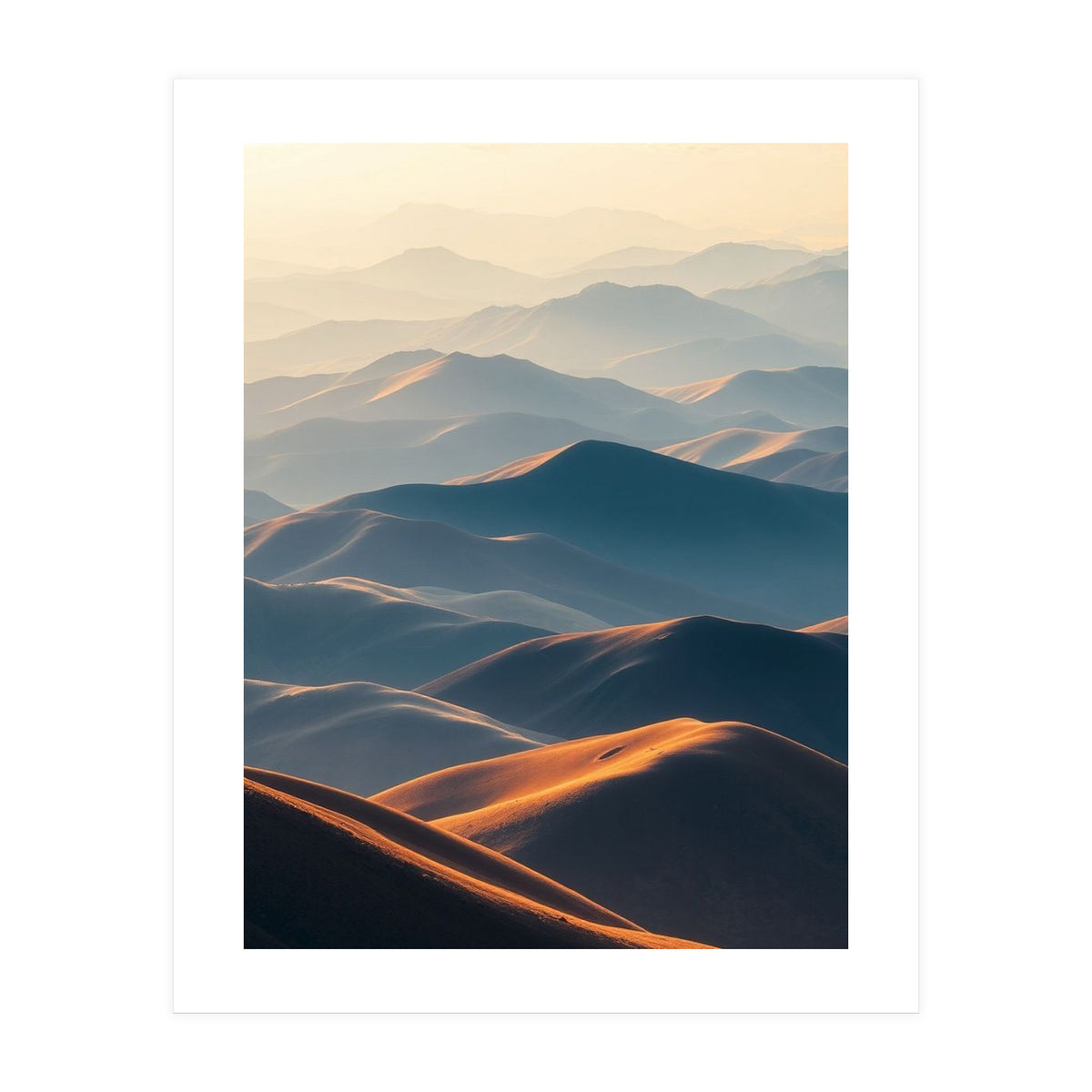 Misty Desert Mountain Range Art (Print Only)