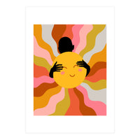 Faith, Sunshine Sunrays Positivity Hope, Embrace Love Rainbow Growth, Vintage Illustration Eclectic Bohemian Colorful Concept (Print Only)