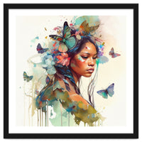 Floral Native Warrior Woman Butterfly Dance