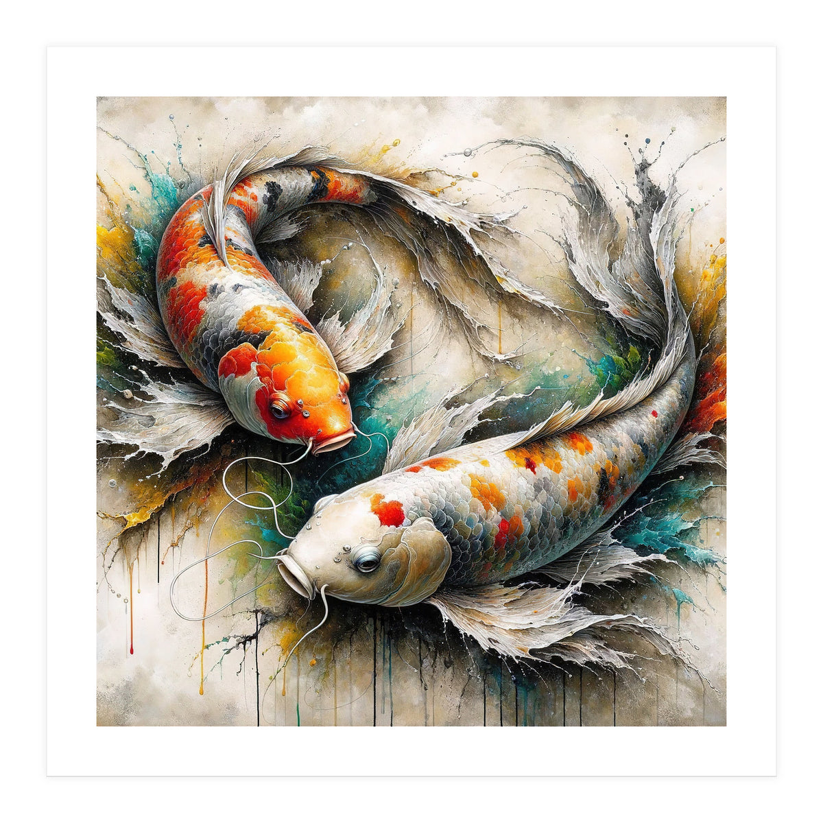 Watercolor Koi Fish Pair (Print Only)