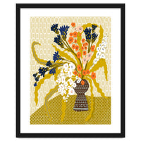 Floral Contemporary Still Life Mustard Yellow