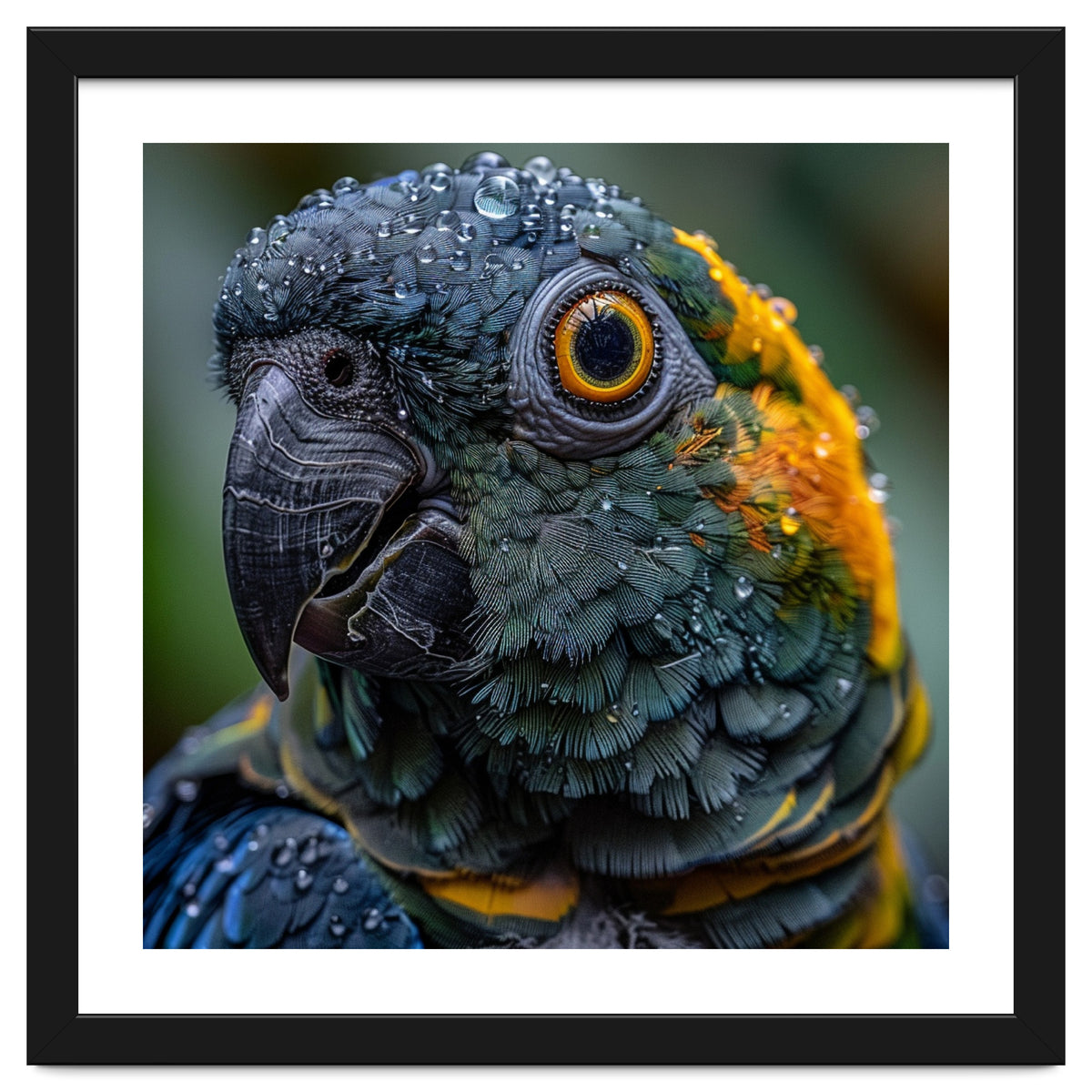 Close Up Of A Wet Macaw Parrot Head