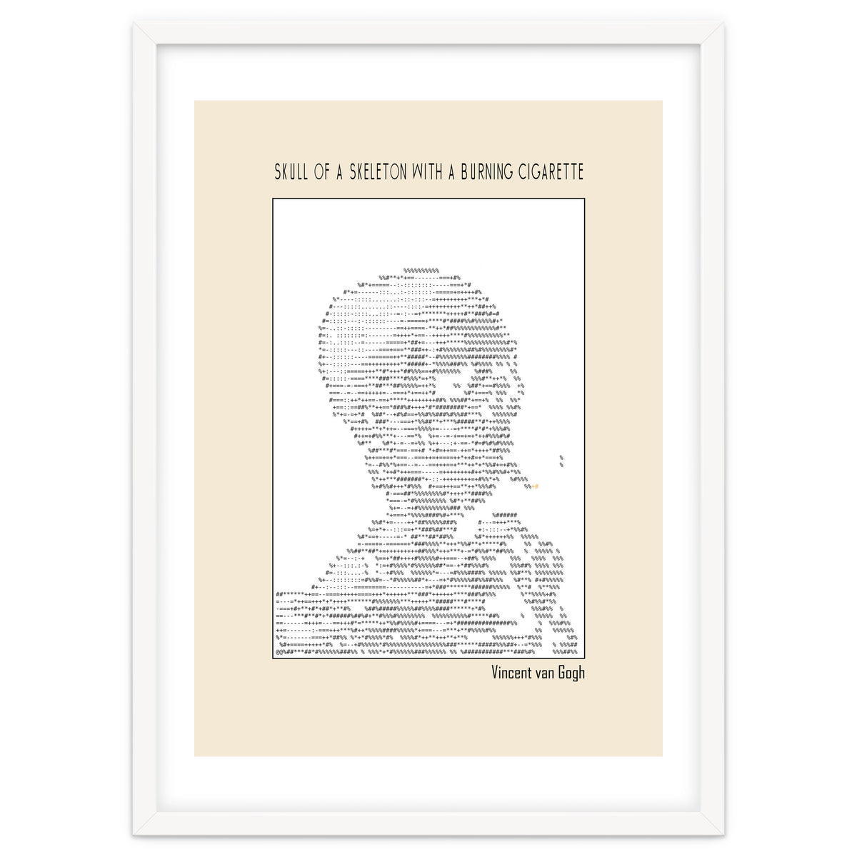 Skull Of A Skeleton With A Burning Cigarette Vincent Van Gogh Ascii Art