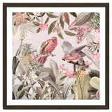 Colorful Parrots In Flower And Fruit Tropical Jungle thumbnail