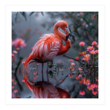 Elegant Flamingo Standing In Water Reflection (Print Only) thumbnail