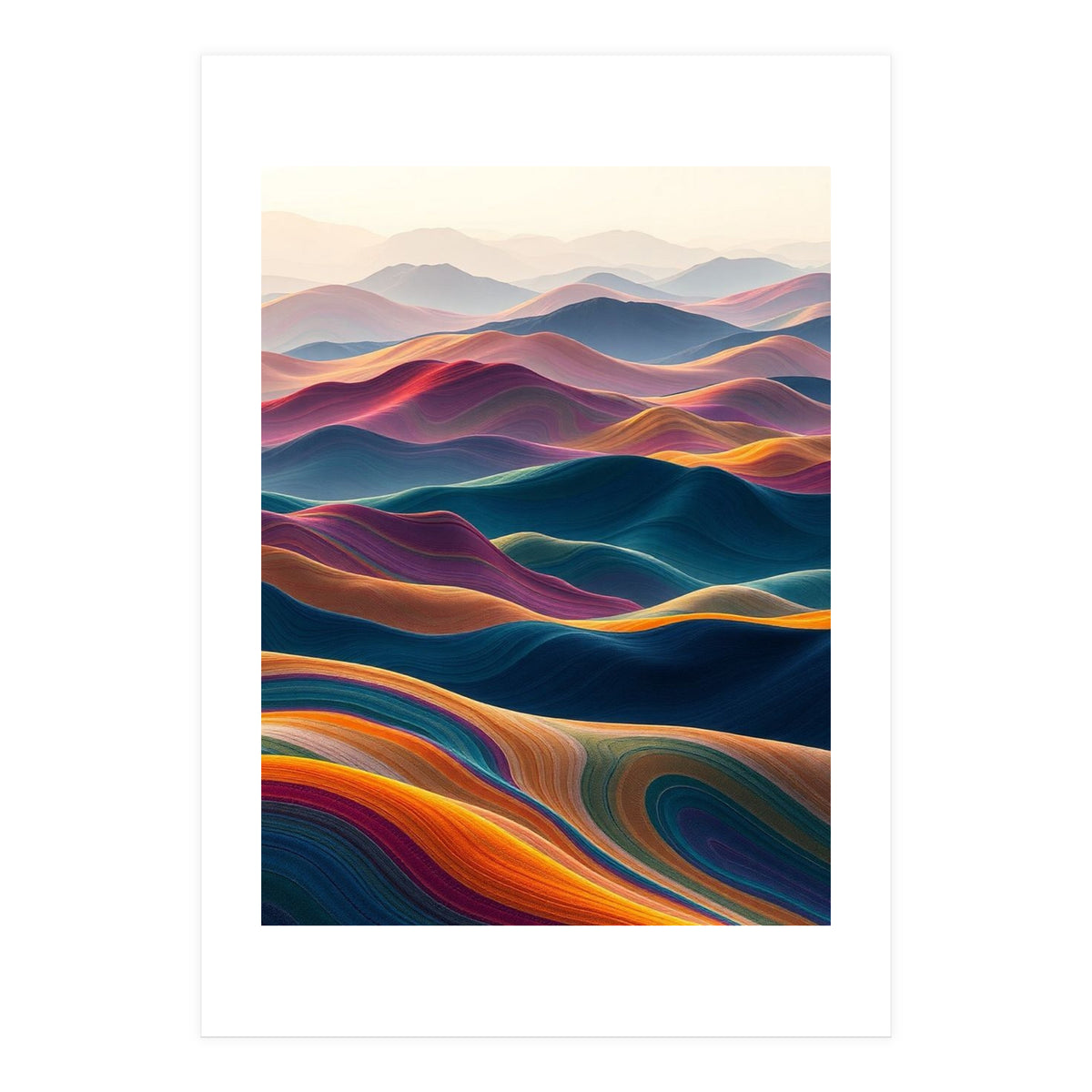 Colorful Abstract Mountain Dunes Art Print (Print Only)
