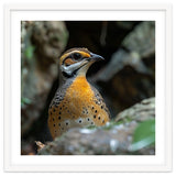 Colorful Bird Perched Among Rocks And Foliage thumbnail