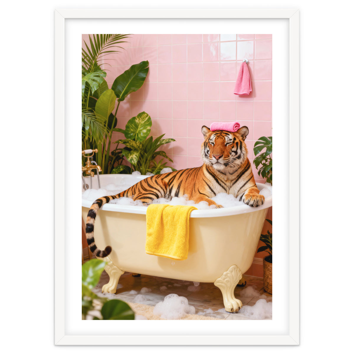 Leopard in Bathtub, Surreal Bathroom Scene