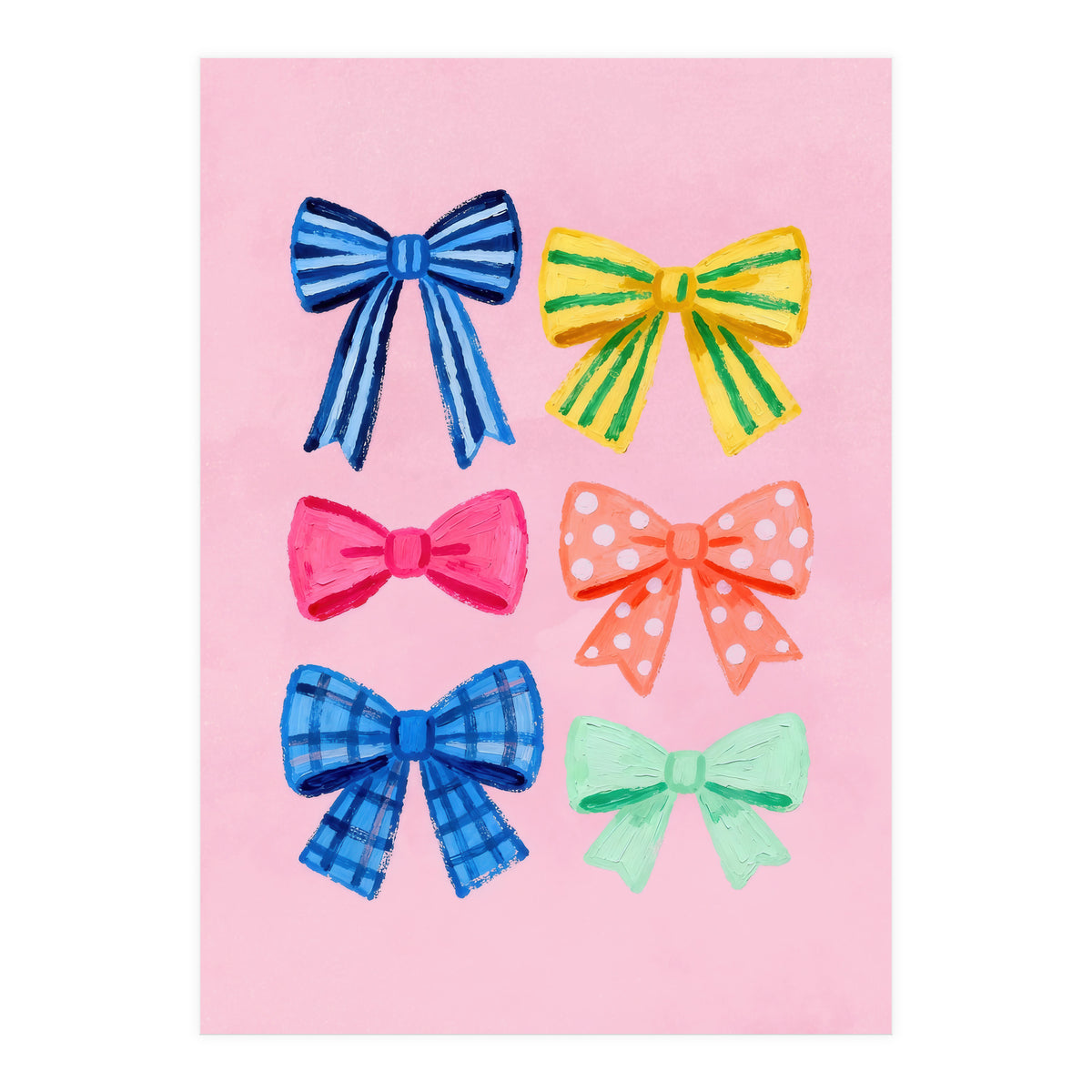 Colorful Ribbon Bows ties Illustration (Print Only)