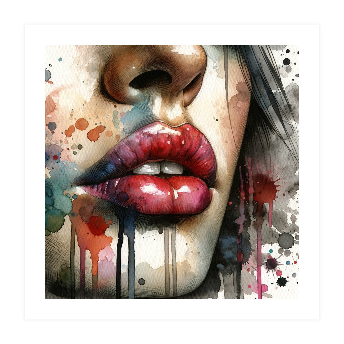 Watercolor Women Lips #1 (Print Only)