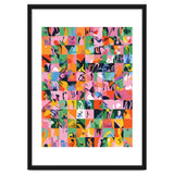 Life On A Checkboard, Abstract Maximalism Eclectic Painting, Bohemian Pop Of Color Illustration thumbnail