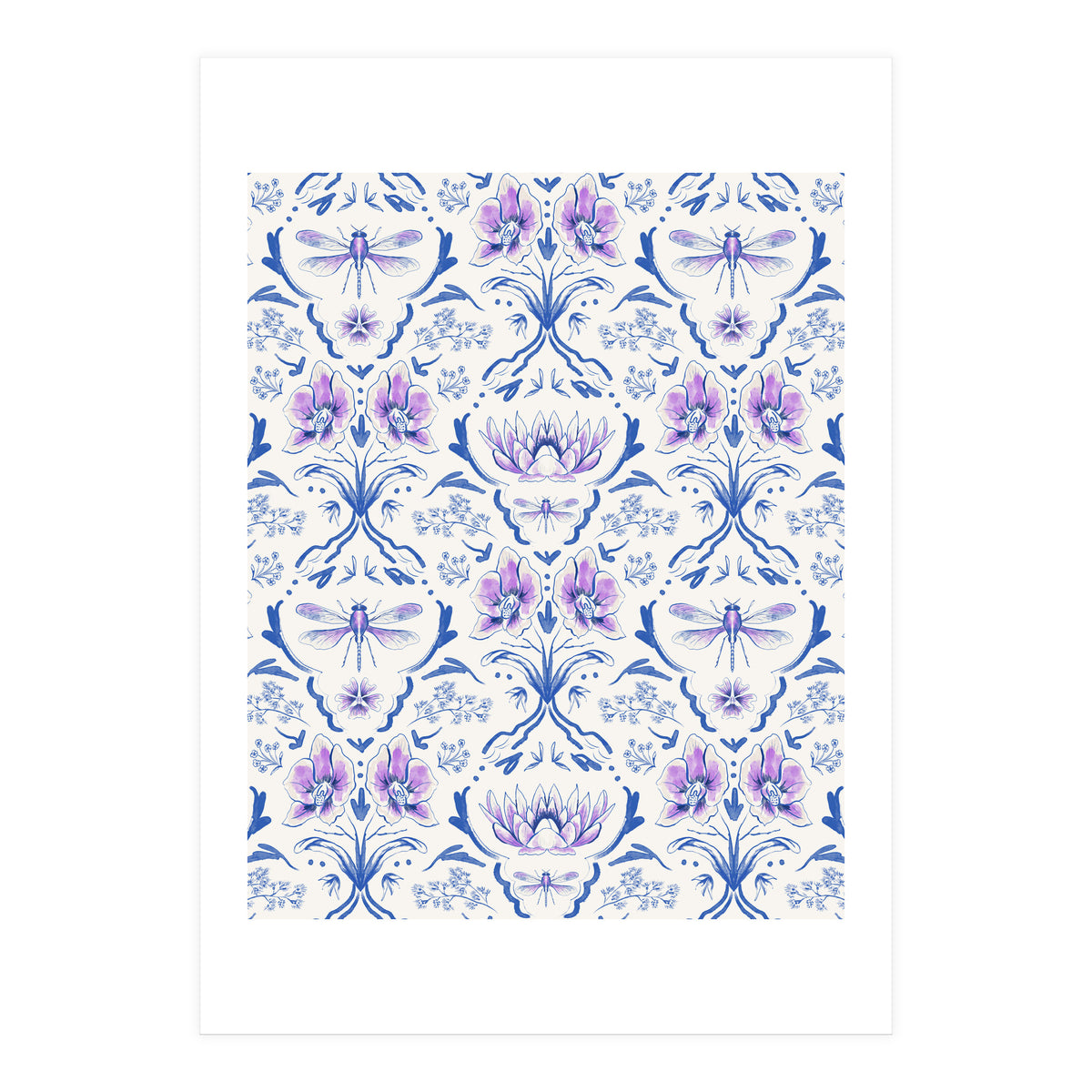 Bohemian Garden Blue Pattern (Print Only)