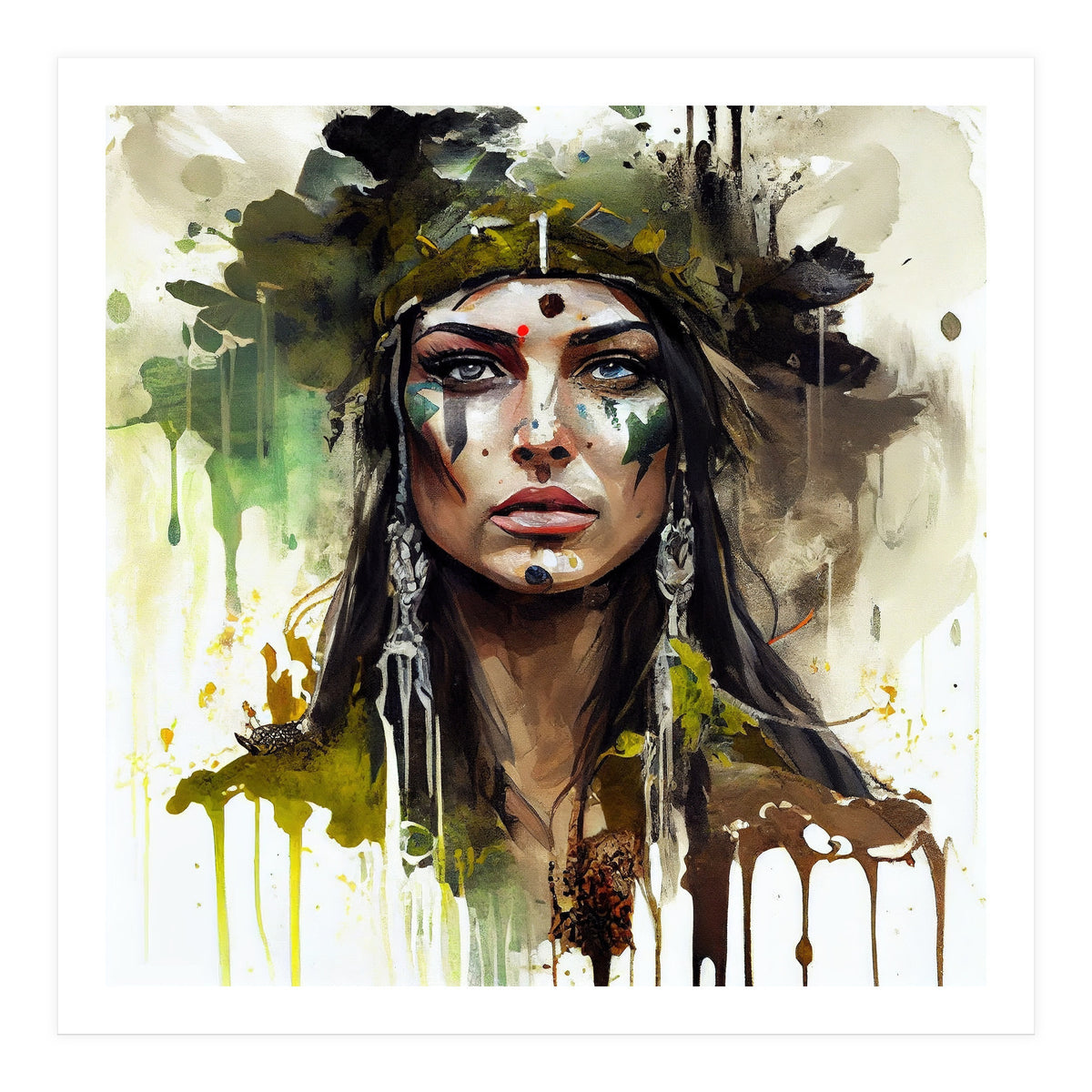 Ceremonial Druid Warrior Portrait (Print Only)