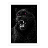 Black leopard with colorful eyes portrait (Print Only)