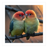 Two Lovebirds Perched On A Branch At Sunset (Print Only) thumbnail