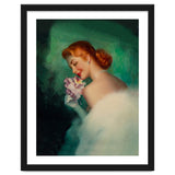 Portrait Of A Pinup Bride In White Dress And A Flower Boukuet thumbnail