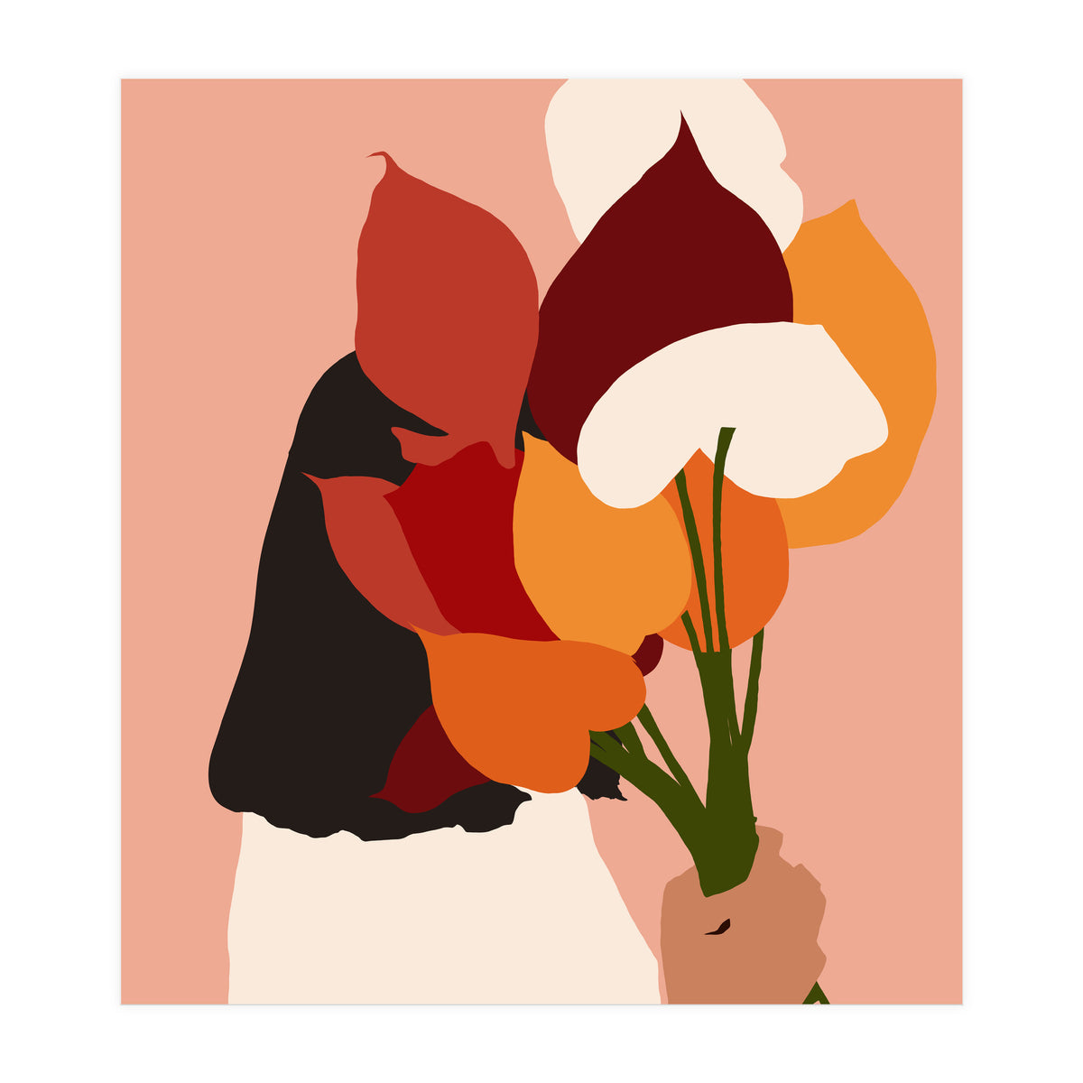 The Comfort Zone, Pastel Bohemian Woman, Floral Self Care Self Love Positivity Growth, Eclectic Boho Concept (Print Only)