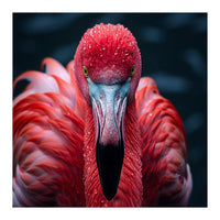 Close Up Flamingo Face With Water Droplets (Print Only)