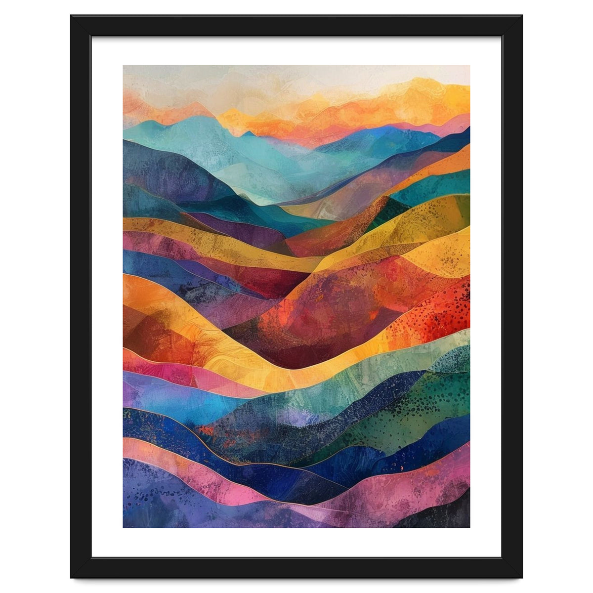 Jewel-Toned Abstract Mountain Landscape Wall Art