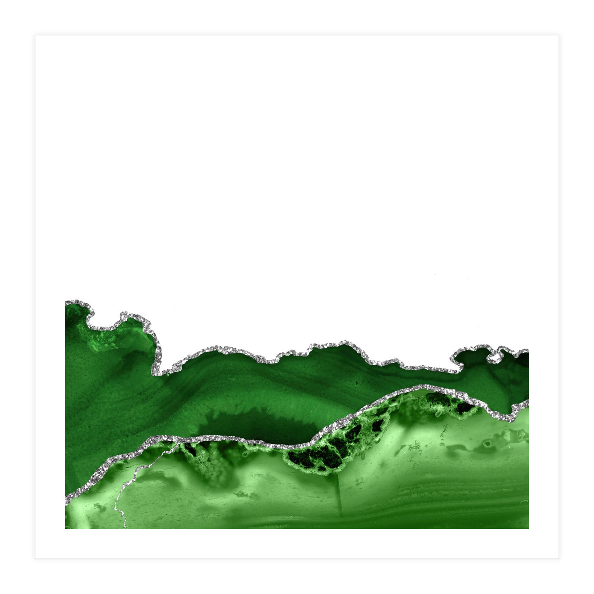 Green & Silver Agate Texture 12 (Print Only)