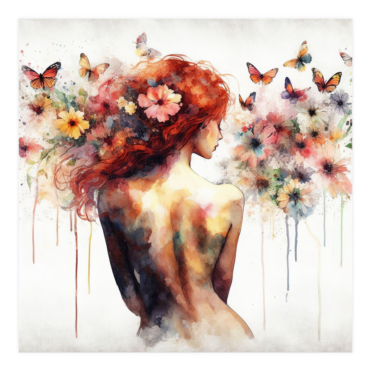 Butterfly Profile In Bloom (Print Only)