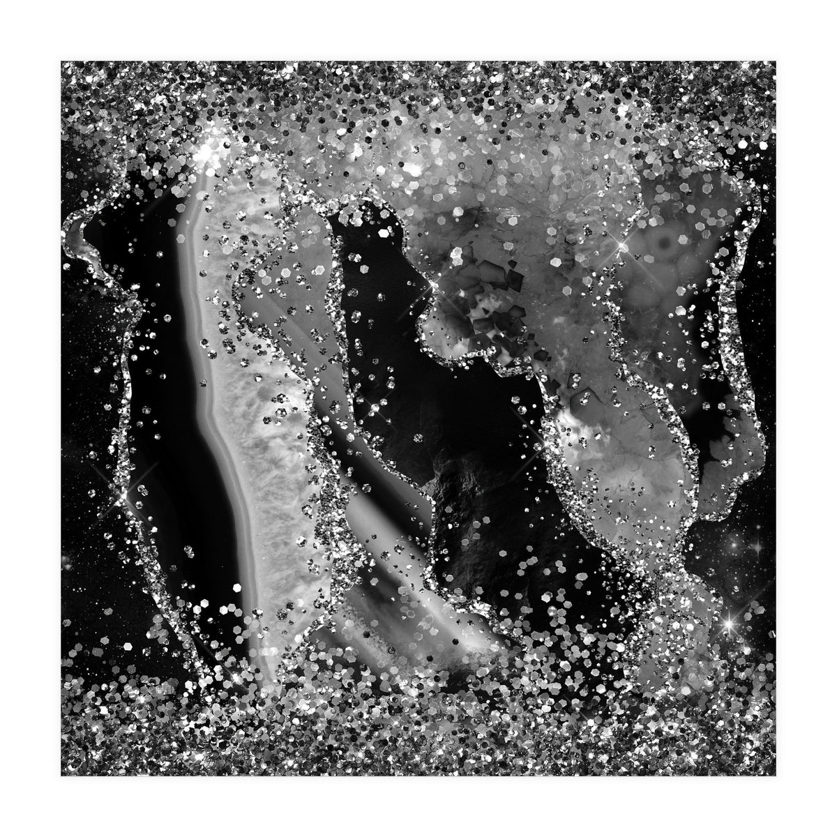 Black Glitter Agate Texture 04  (Print Only)