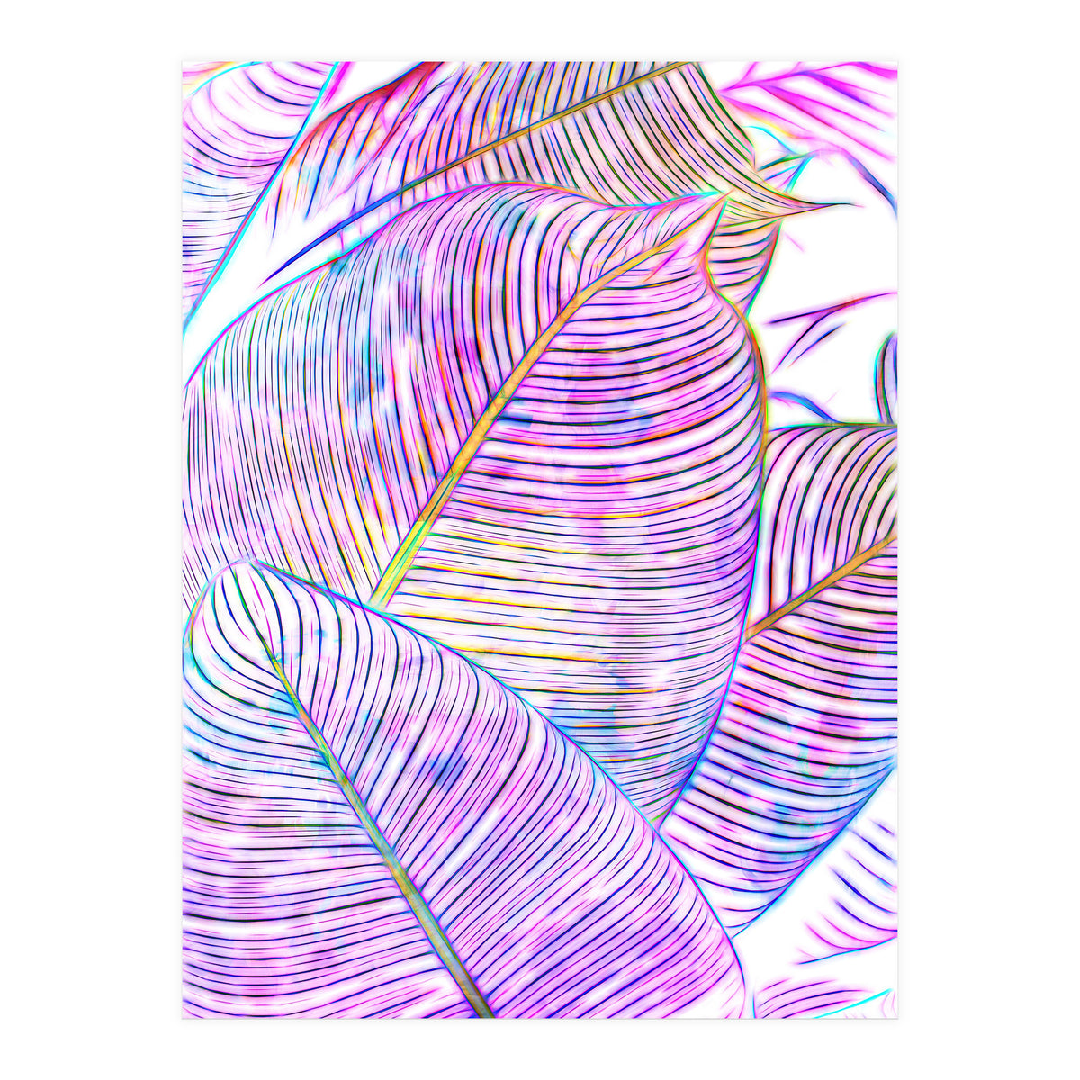 Pink Banana Leaves | Tropical Botanical Jungle | Ultraviolet Purple Nature Plants | Eclectic Forest (Print Only)