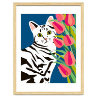 The Poser, Cat Cute Pet Animals Illustration, Pop Of Color Eclectic Pets Bohemian Contemporary Still Life