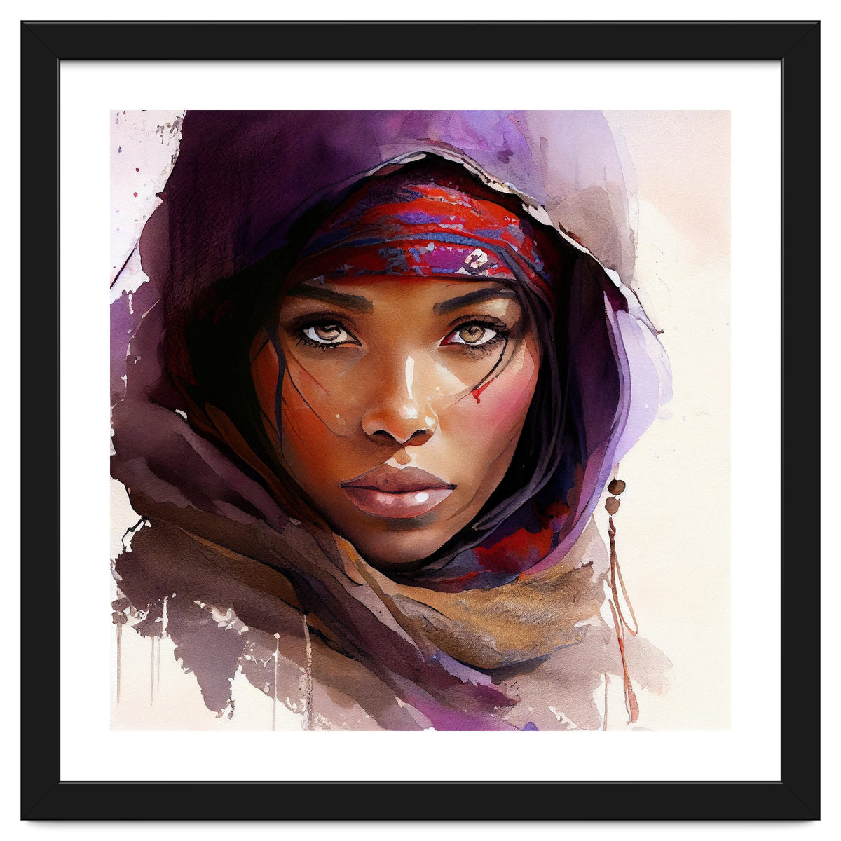 Amethyst Hood Tuareg Woman Portrait
