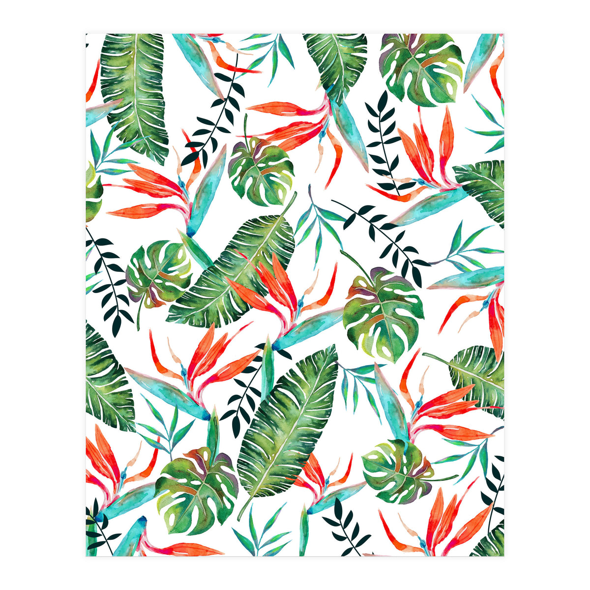 A New Paradise #Bird of paradise painted tropical art & pattern (Print Only)