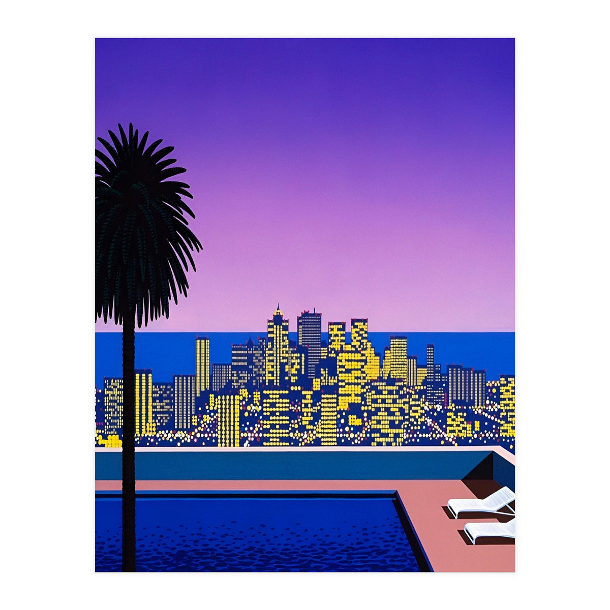 Hiroshi Nagai - City Pop At Night, Swimming Pool (Print Only)