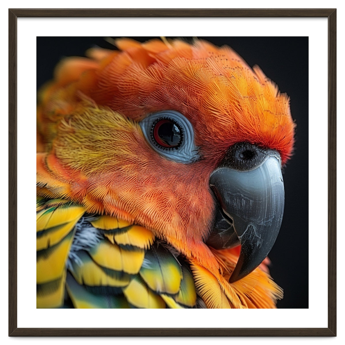 Close Up Of A Sun Conure Parrot's Head