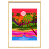 My Shadow & I, Sunset Painting Lake Beach Seashore, Tropical Nature Landscape Colorful Bohemian Traditional, Travel Concept Companion thumbnail