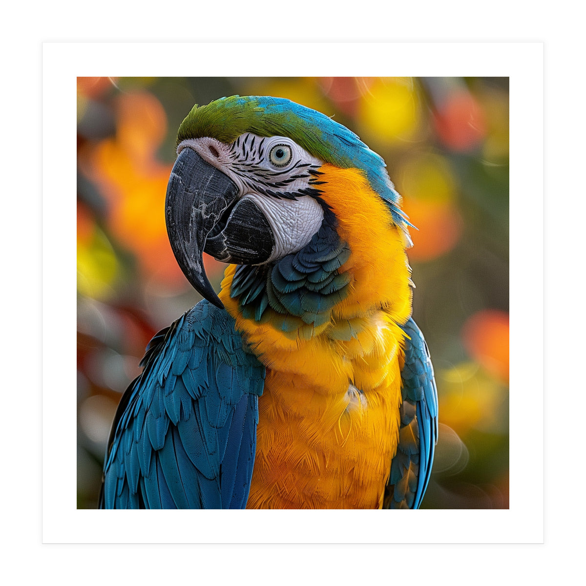 Blue And Gold Macaw Parrot Close Up Portrait (Print Only)