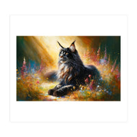 Majestic Lynx In Blooming Meadow (Print Only)