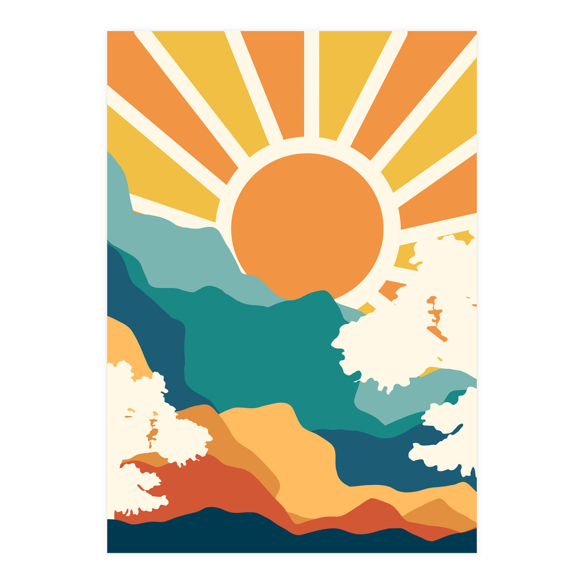 Sunrise Mindset, Positivity Optimism Self Love Self Care Growth, Nature Retro Eclectic Bohemian Peace Contemporary (Print Only)