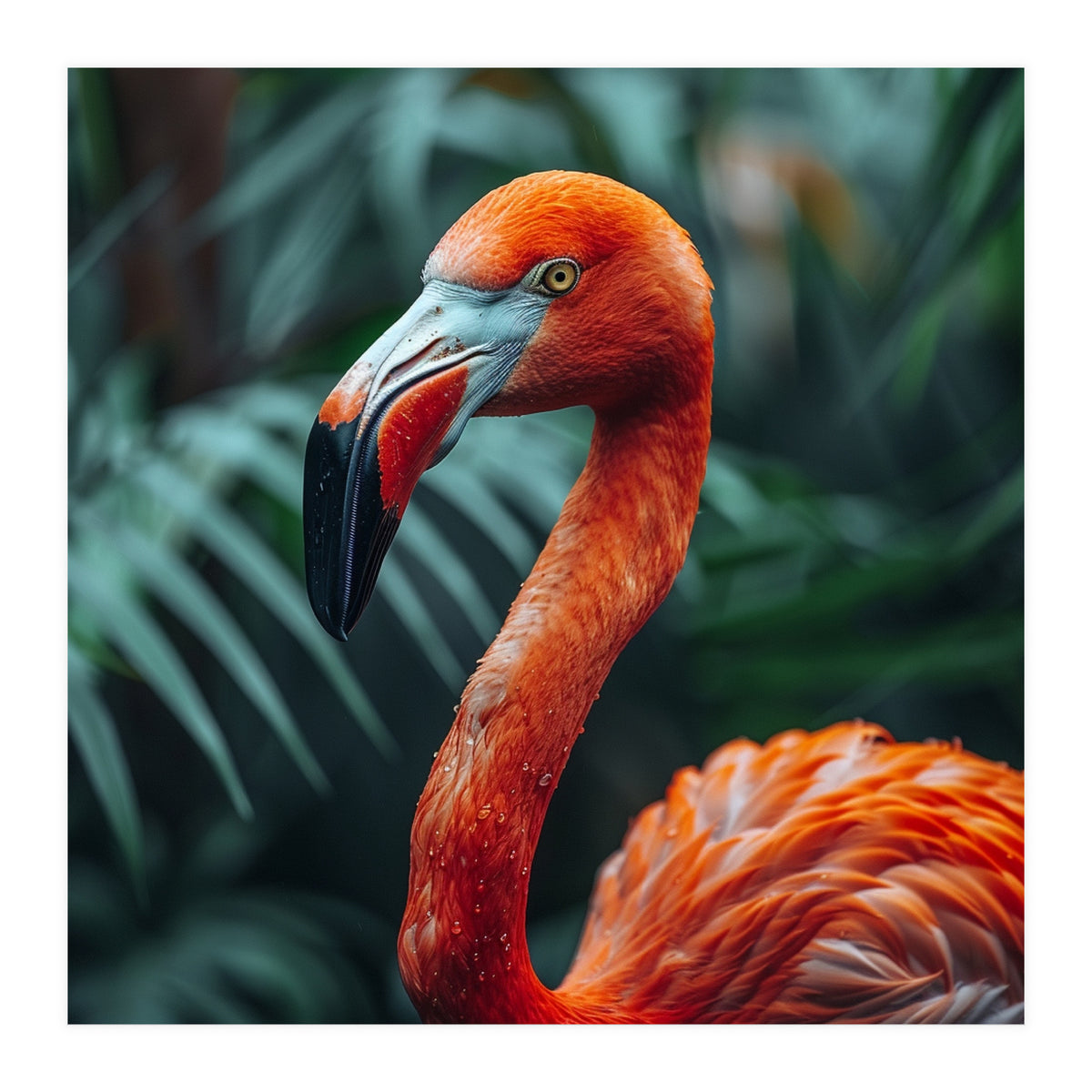 Close Up Of A Vibrant Orange Flamingo Bird (Print Only)