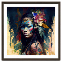 Floral Native Asian Warrior Portrait