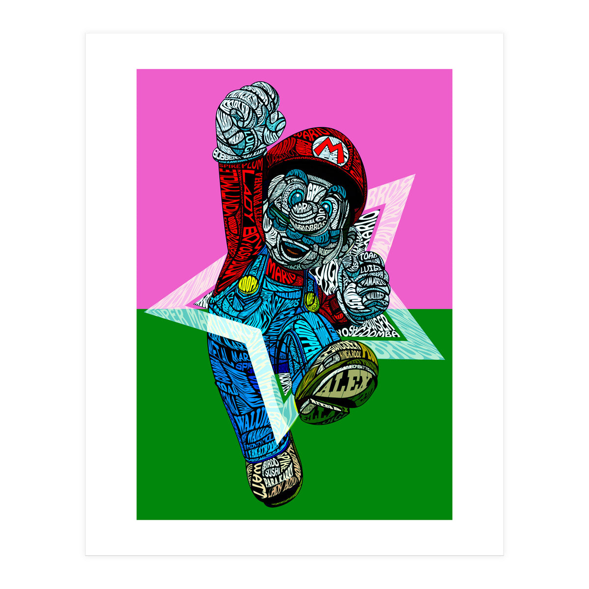 Mario Bross Typo Style Cartoon Pop Art (Print Only)