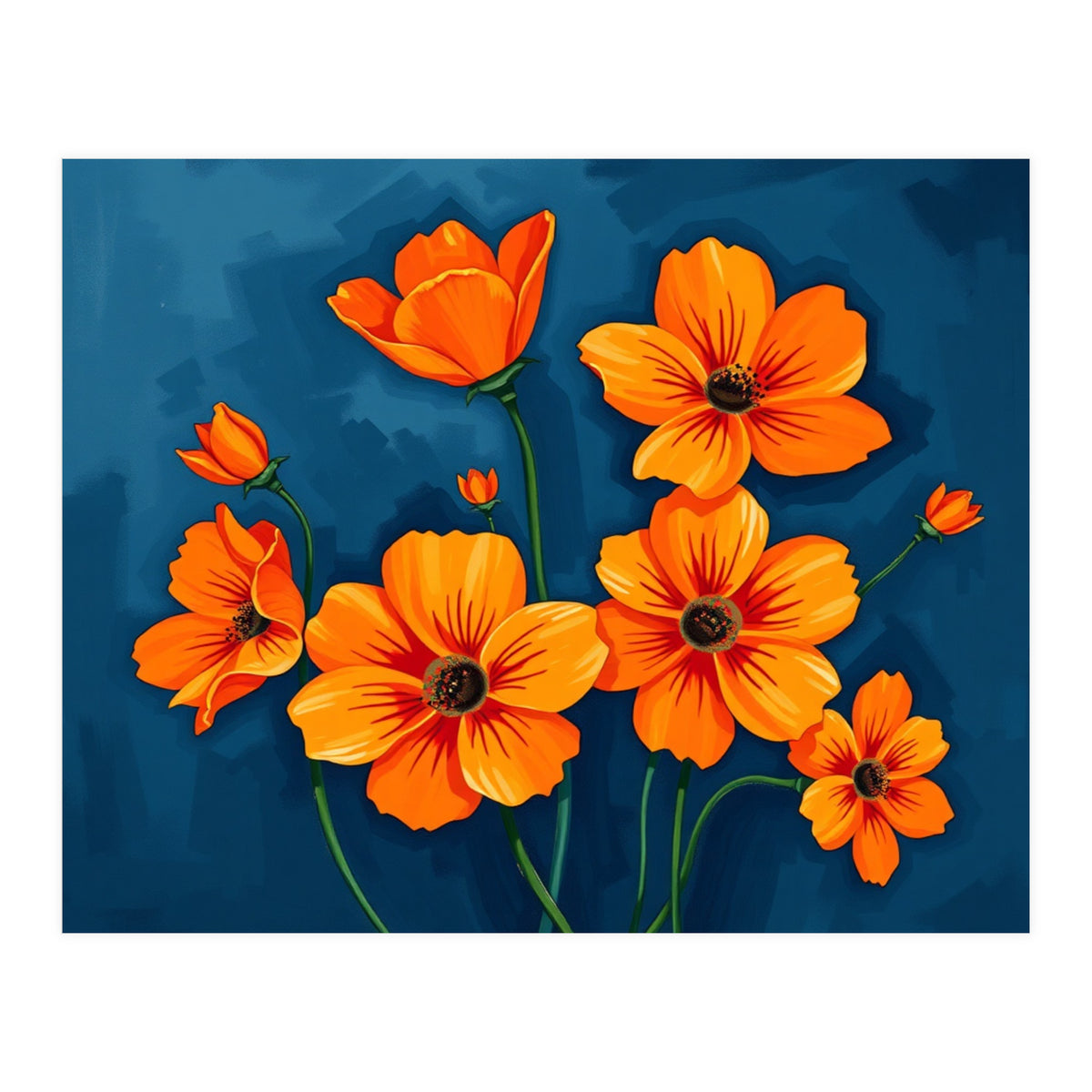 Orange Blue Flower (Print Only)