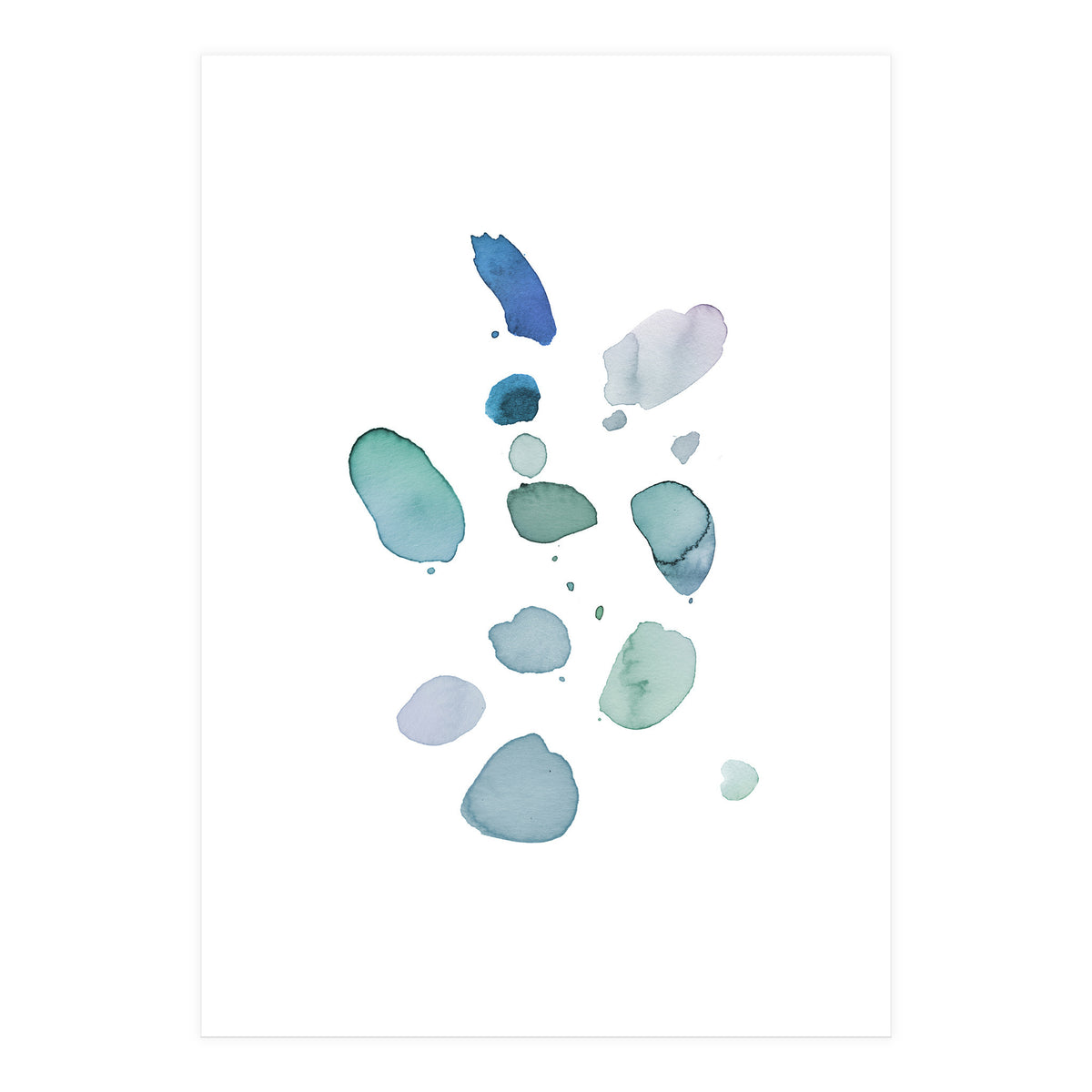 Watercolor Aqua Abstract Spots I (Print Only)