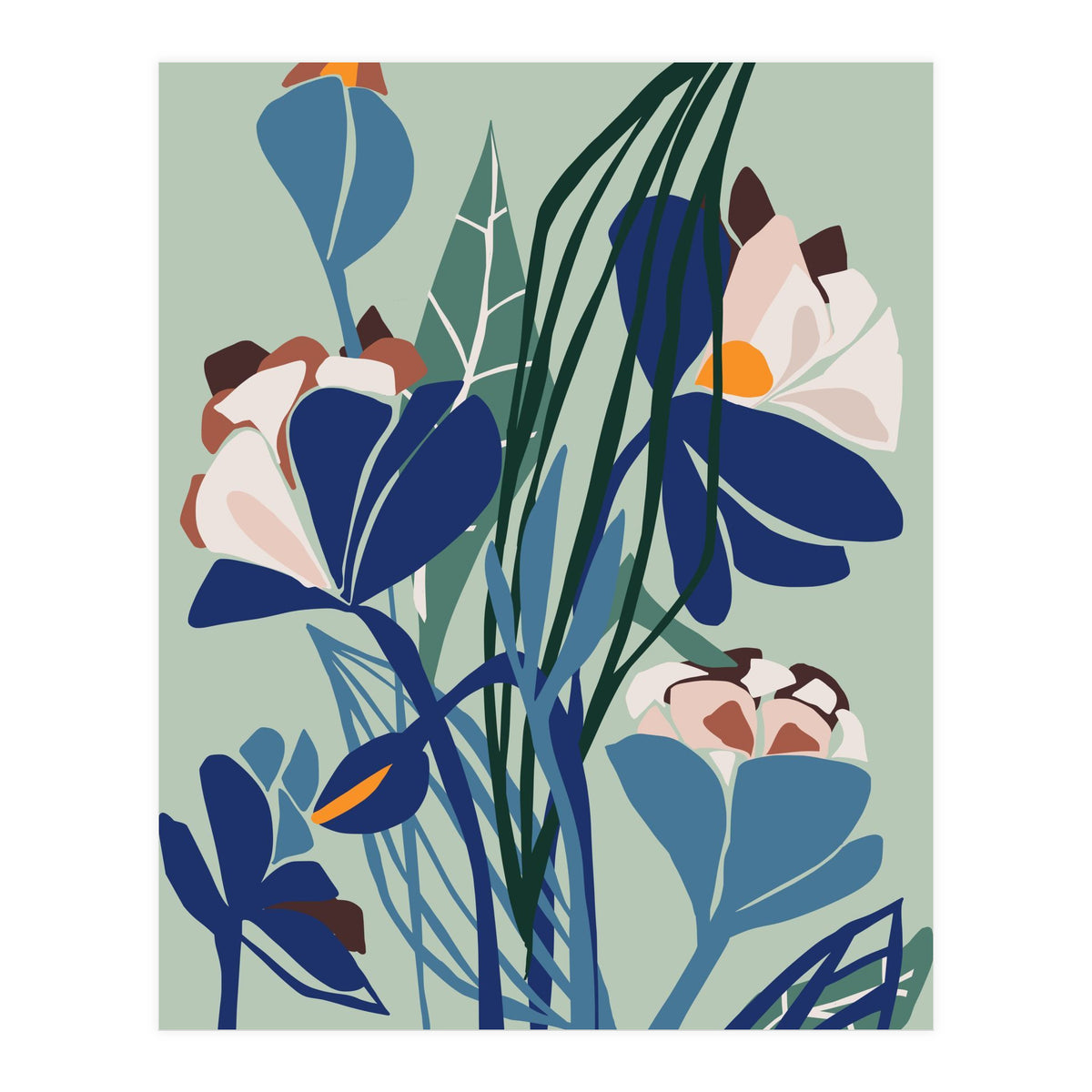 Florals At Night – Modern Illustration Light (Print Only)