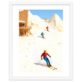 Skiing on Ice Cream Mountains, Miniature Skiers Winter Art Print for Kitchen Decor thumbnail