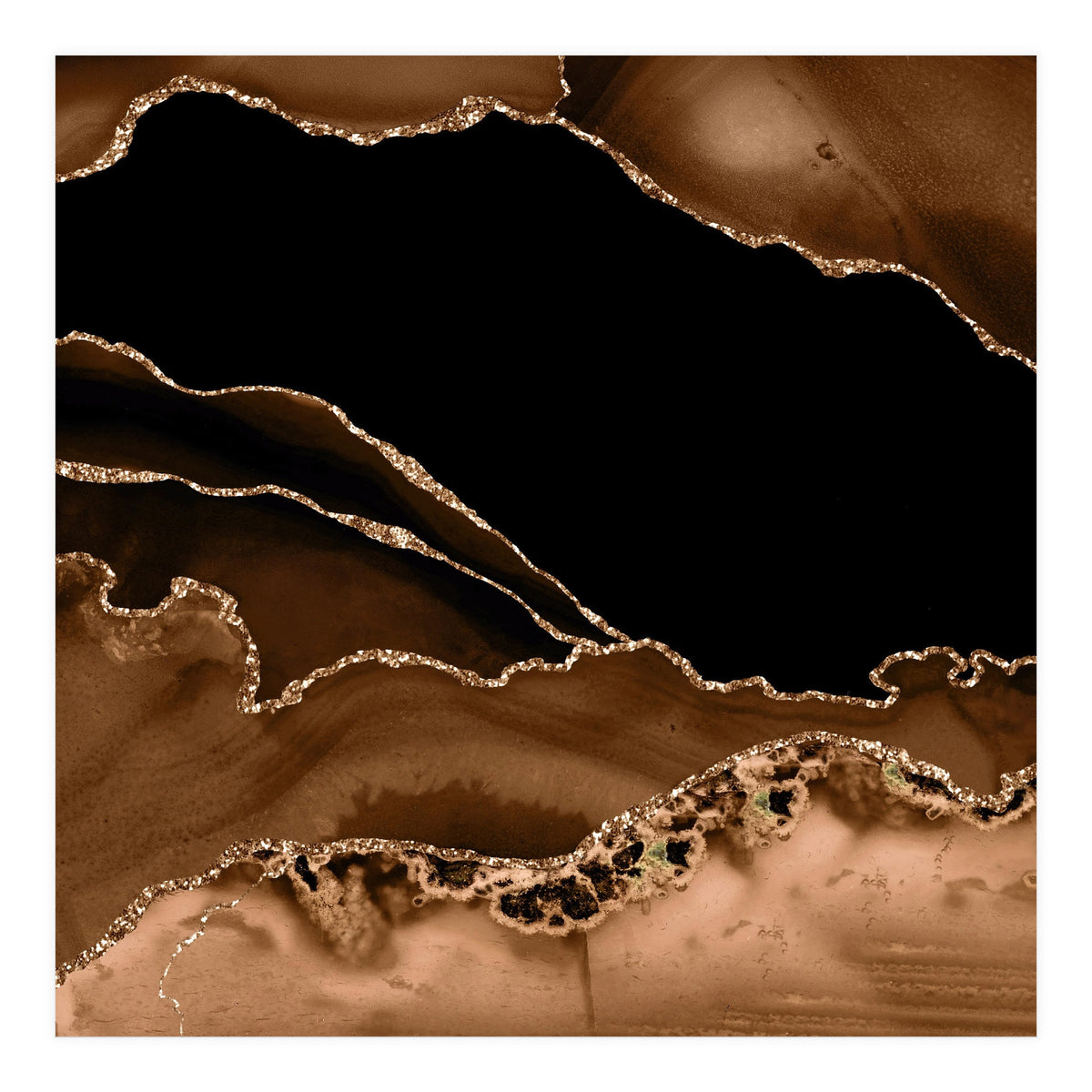 Brown & Gold Agate Texture 14 (Print Only)