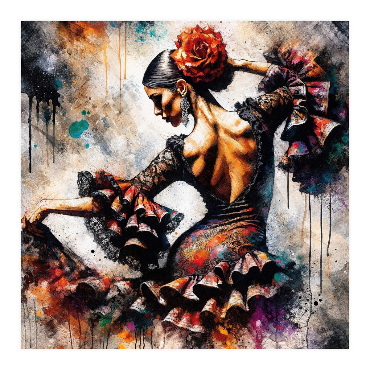 Watercolor Flamenco Dancer #4 (Print Only)